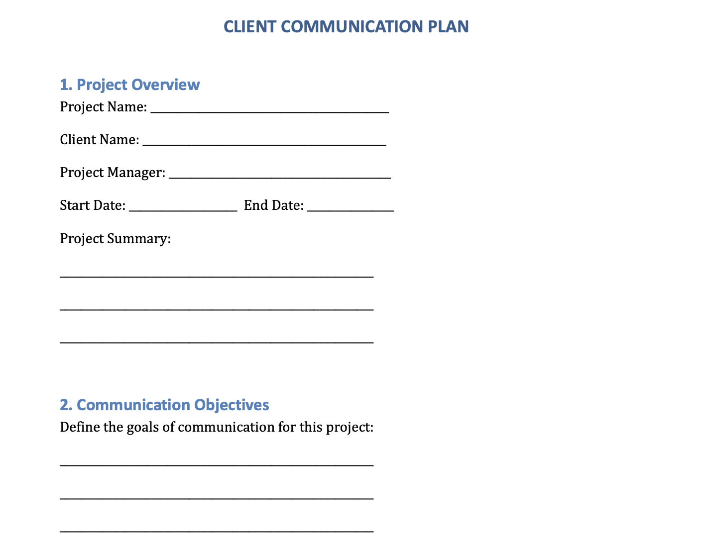 Communication Plan Template
