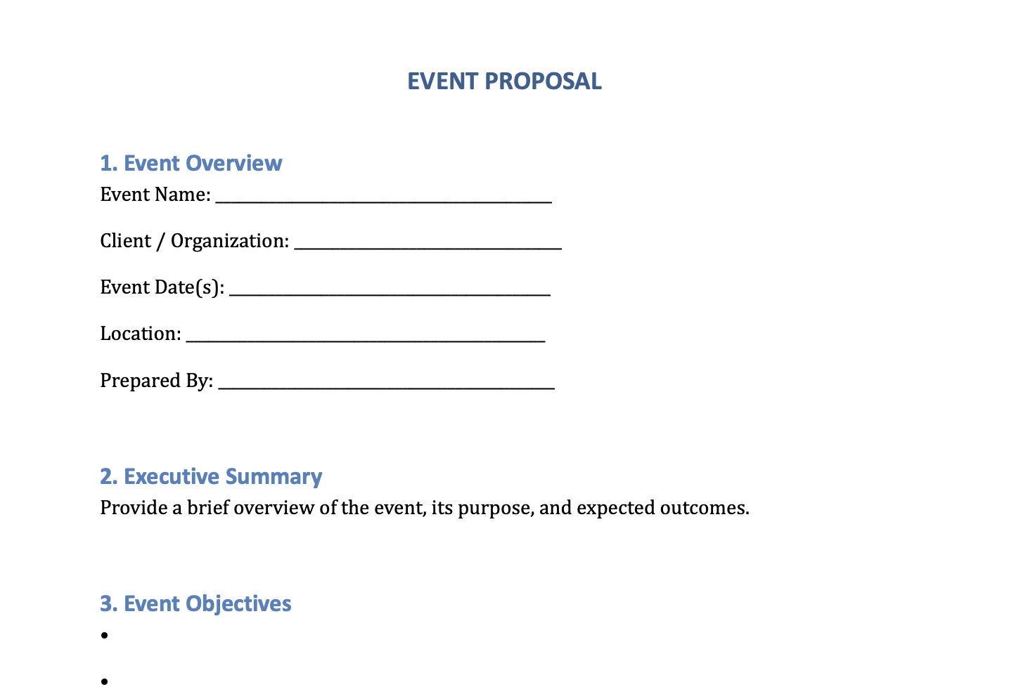 Event Proposal Template