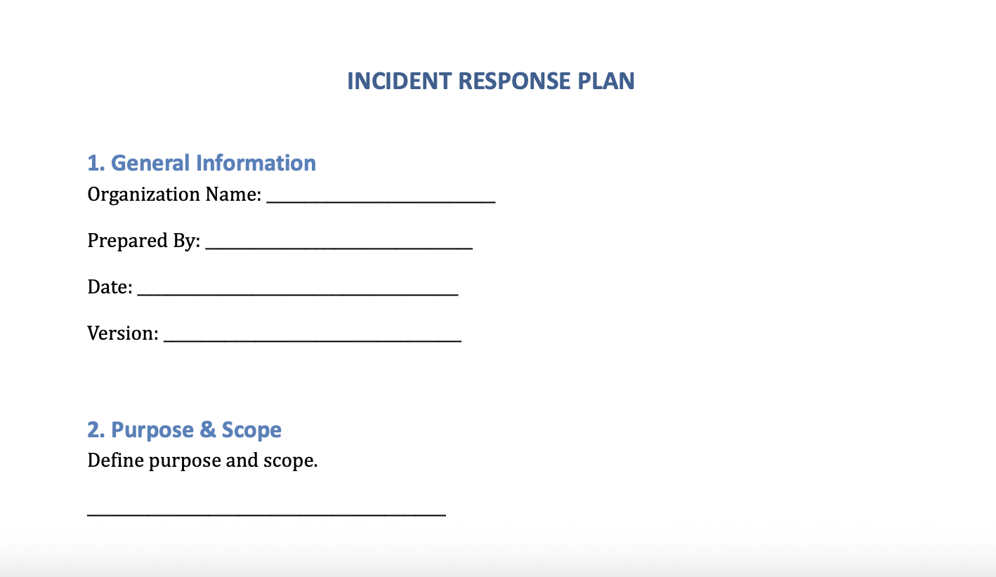 Incident Response Plan Template