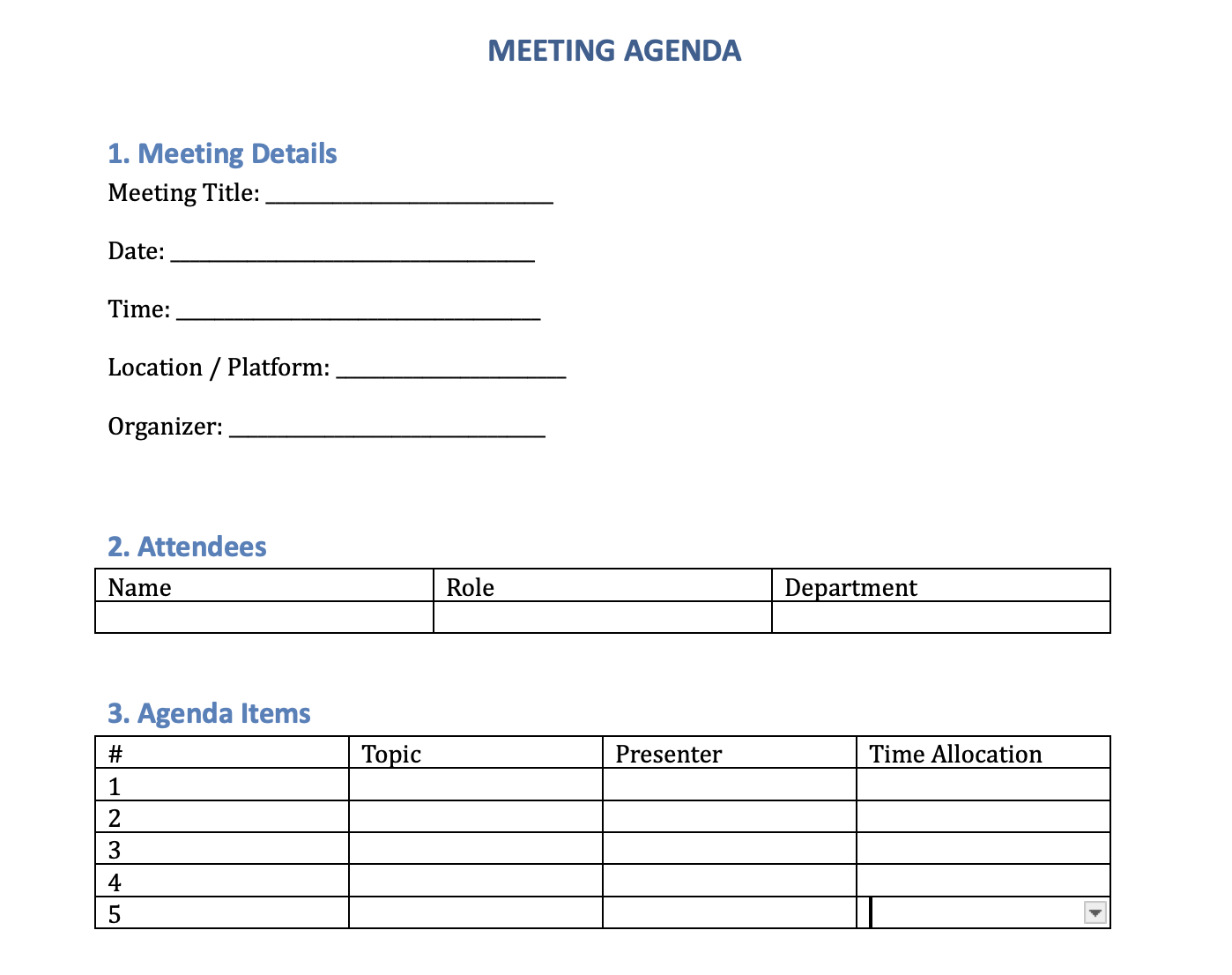 Meeting Agenda Template