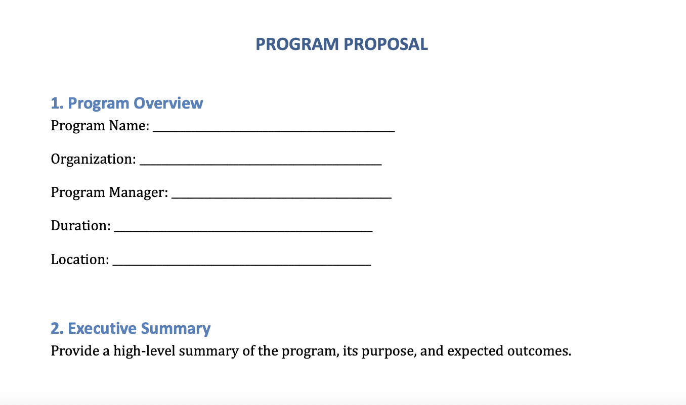 Program Proposal Template