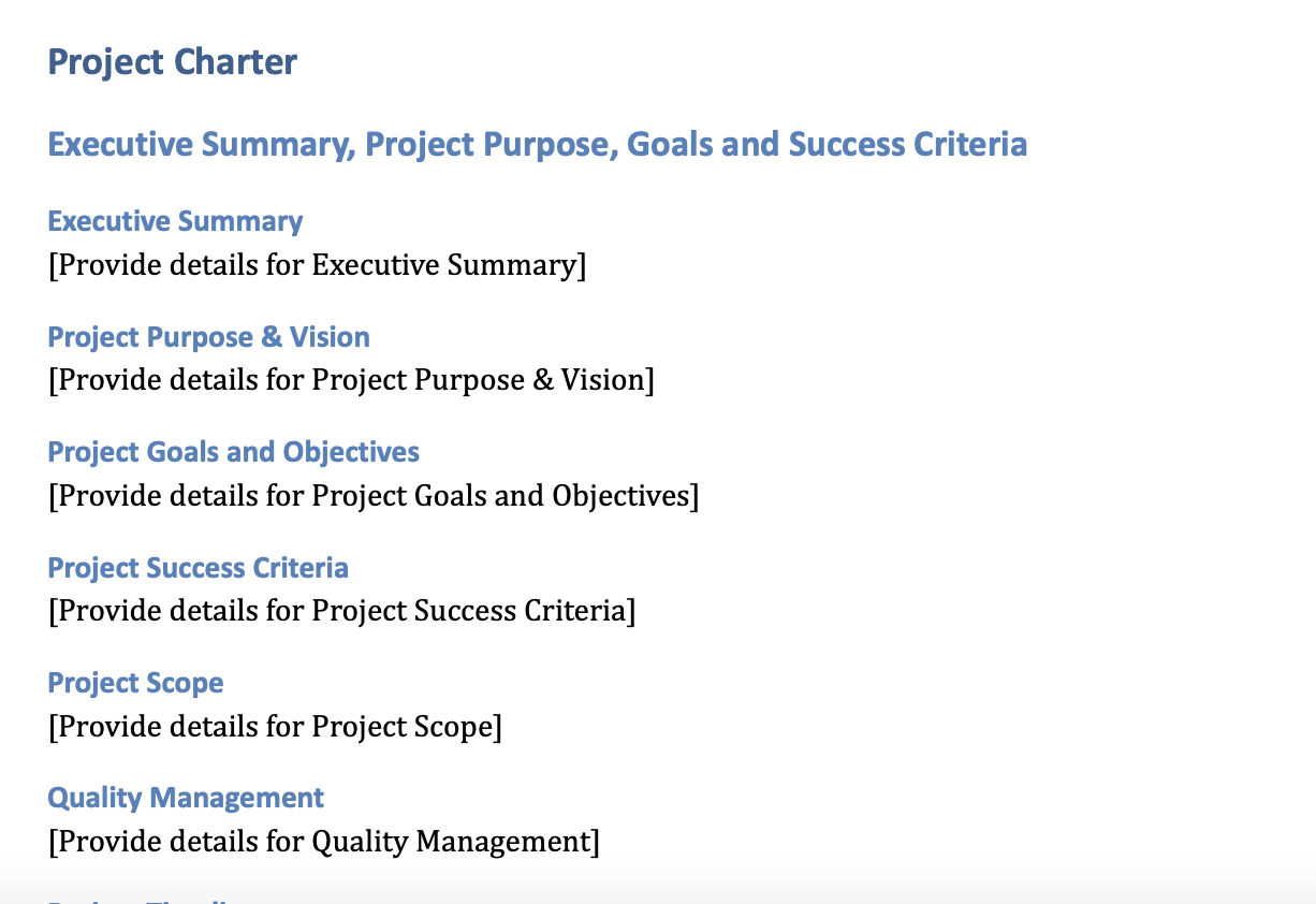 Project Charter Template
