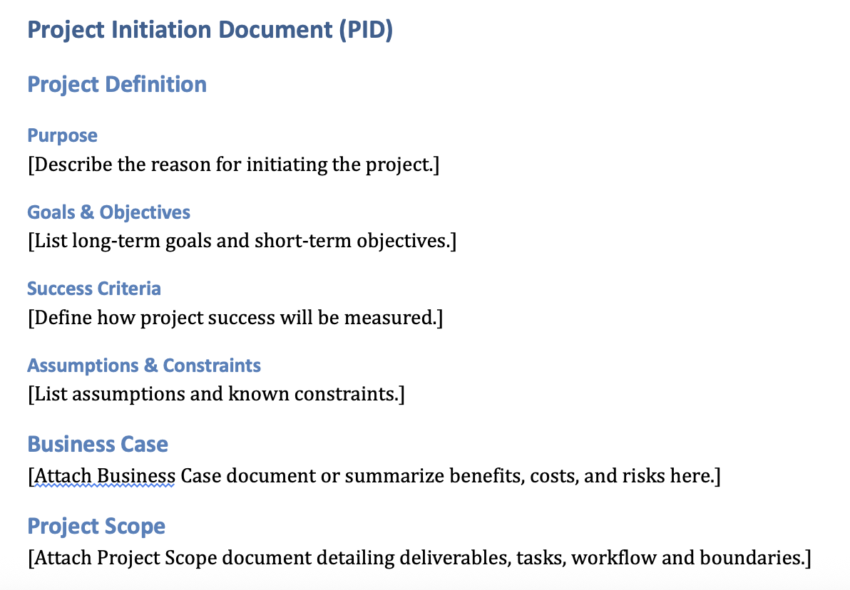 Project Initiation Document Template