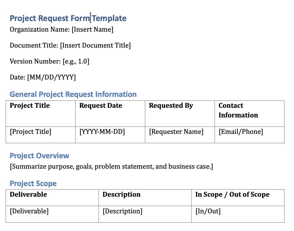 Project Scope Template