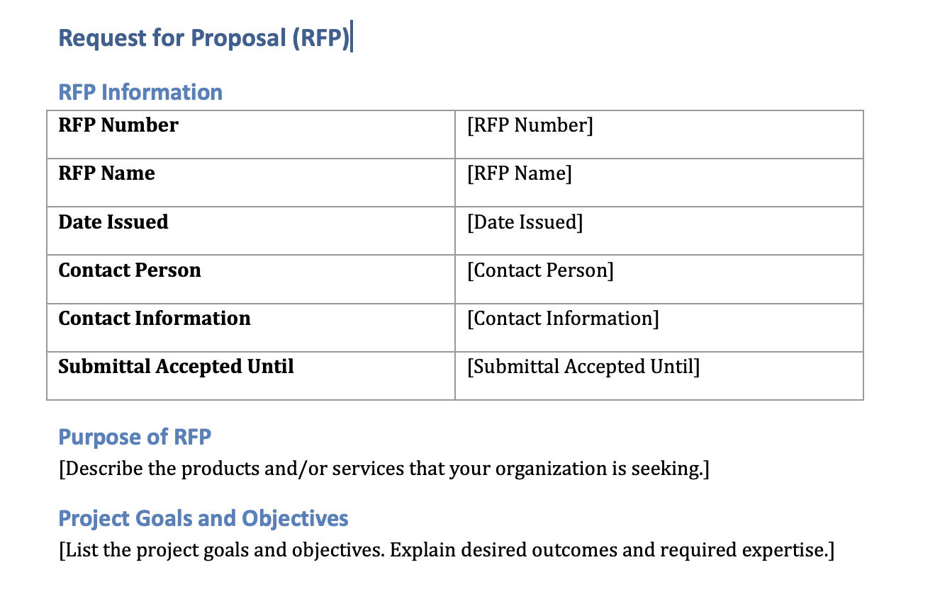 Request For Proposal Template