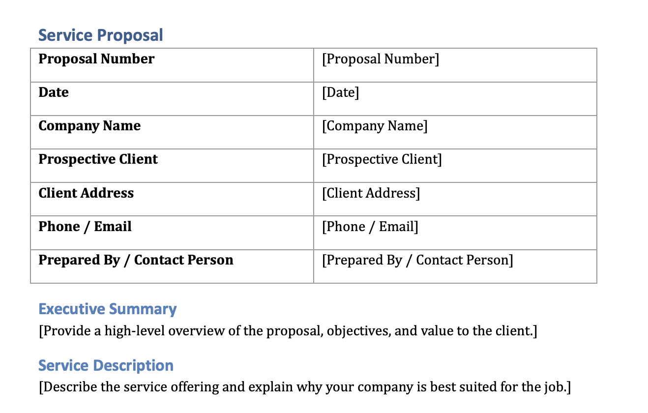 Service Proposal Template