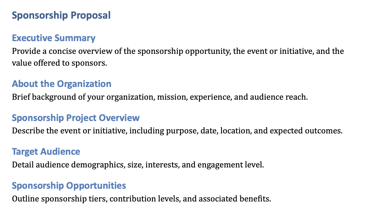 Sponsorship Proposal Template