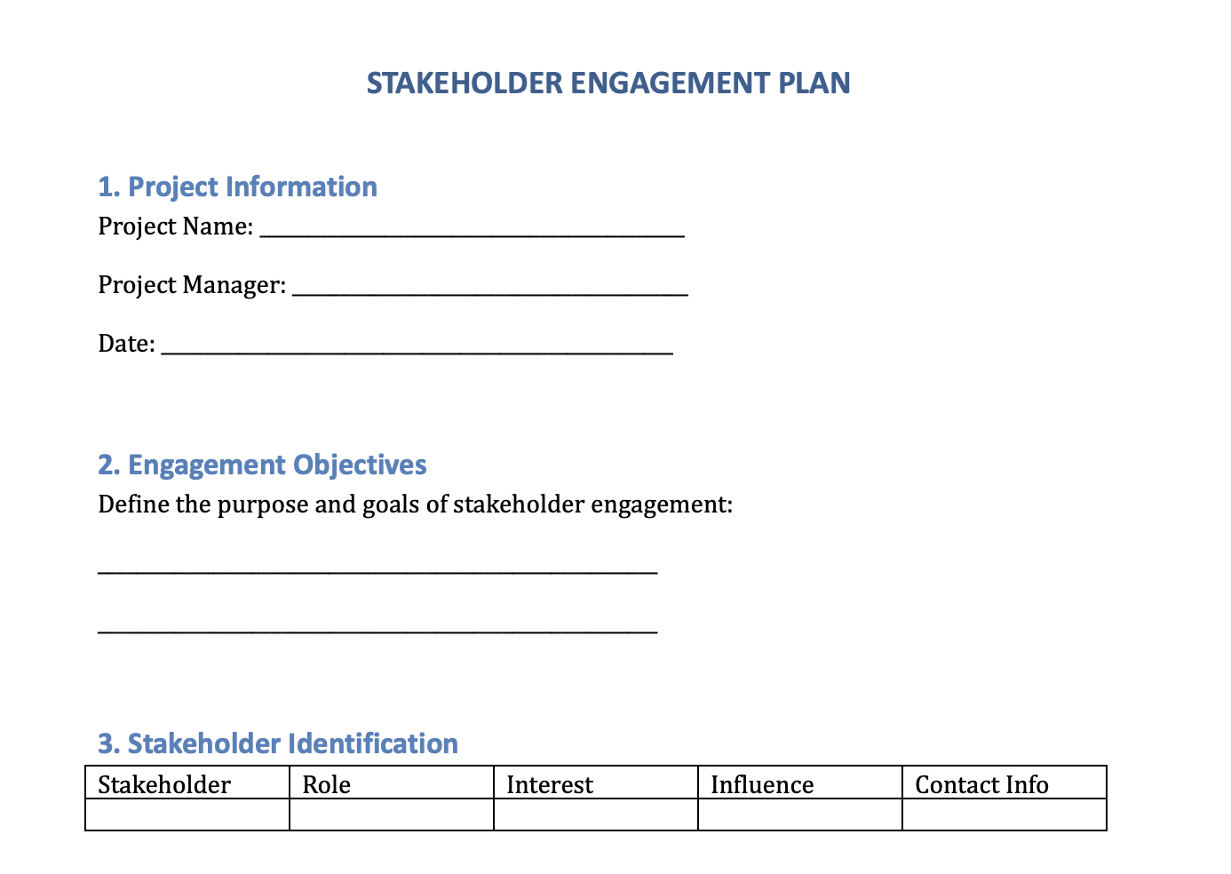 Stakeholder Engagement Plan Template