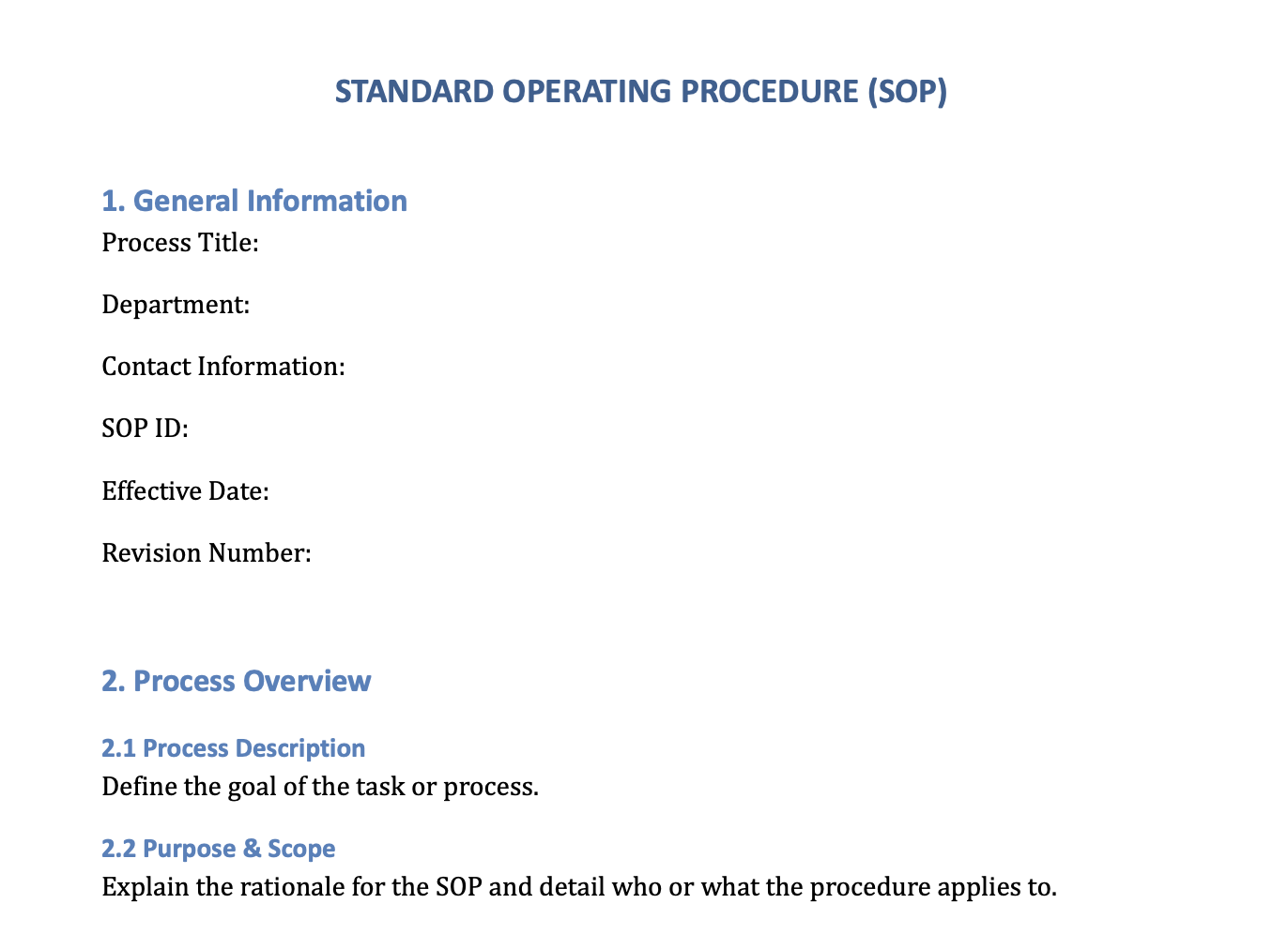Standard Operating Procedure Template