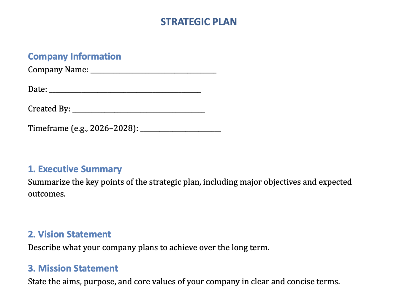 Strategic Plan Template